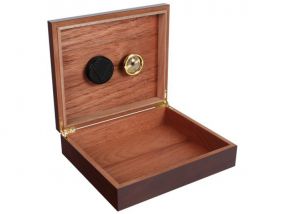 Humidor 30 szál szivar részére, spanyol cédrusfa szivartartó doboz, hygrometer, párásító - vörösesbarna