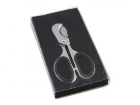 Szivarvágó olló - króm, ujjvédővel (9,5cm)