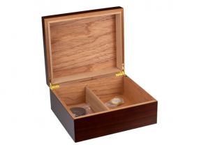 Humidor 40 szivar részére, spanyol cédrusfa szivartartó doboz, párásító, hygrometer - barna, Achenty! 
