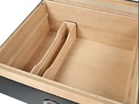 Gasztro humidor 80 szál szivar részére, spanyol cédrus szivartartó doboz, akril tetővel, párásító és digitális higrométer - carbon, Achenty! 