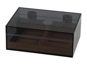 Humidor 30 szál szivar részére, szivar tároló doboz cédrusfa betéttel - barna akryl 