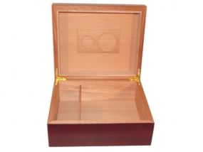 Humidor 40 szál szivar részére, cédrusfa szivar tároló doboz, párásítóval, hygrométerrel - bordó + AJÁNDÉK szett!
