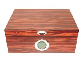 Exkluzív-Luxus humidor 50 szál szivar részére, cédrusfa szivar doboz, DIGITÁLIS hygrométerrel - barna-csíkos, Angelo