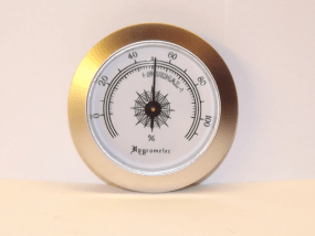 Szivar tartó dobozba higrométer - páratartalommérő - ezüst színű (50mm)