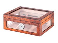 Gasztrohumidor 80 szál szivar részére, cédrusfa szivar doboz, üveges, hygrométerrel és párásítóval - világosbarna, Angelo