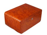 Humidor 80 szivar részére, cedrusfa, barna színű szivar doboz, párásítóval, hygrometerrel - gyökérmintás, Angelo