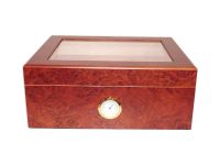 Humidor 50 szál szivar részére, üvegtetős spanyol cédrusfa szivar doboz, párásítóval, hygrométerrel - Bruyere