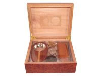 Humidor 40 szivar részére, gyökérmintás spanyol cédrusfa szivar tároló doboz, hygrométer, párásító + AJÁNDÉK szett!