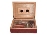 Humidor 30 szál szivar részére, cédrusfa szivar tároló doboz, párásítóval, hygrométerrel - barna + AJÁNDÉK szett!