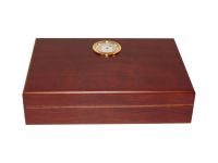 Utazó humidor - barna cédrusfa szivartartó doboz, párásítóval és külső hygrométerrel (19x13cm)