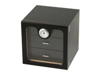 Humidor szekrény 80 szivar részére, spanyol cédrusfa, 3 fiókkal, hygrometer, üveg ajtó - matt fekete, Passatore