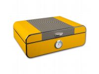 Humidor 30 szál szivar részére, spanyol cédrusfa szivartartó doboz, párásítóval, külső higrométer - Carbon, sárga