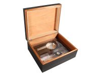 Humidor 40 szál szivar részére, spanyol cédrusfa szivar tároló doboz, fekete + AJÁNDÉK szett!