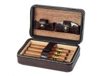 Utazó humidor - spanyol cédrusfa szivartartó doboz 4 szál szivarnak, krokodilbőr mintás