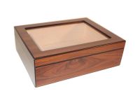 Medici Humidor 25 szál szivar részére, cédrusfa szivardoboz üvegtetővel, párásítóval - dióbarna