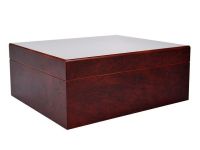 Humidor 50 szál szivar részére, spanyol cédrusfa szivar tároló doboz, párásító, hygrometer - bordó, Achenty!