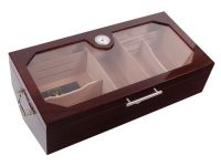 Gasztro humidor 200 szál szivarnak, szivar tároló doboz, spanyol cédrusfa, üvegtetővel, párásító és hygrométer - cseresznye, Achenty!