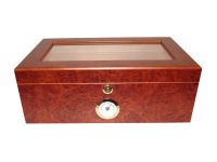 Gasztrohumidor 80 szál szivar részére, cédrusfa szivar doboz, üveges, hygrométerrel és párásítóval - barna, Angelo