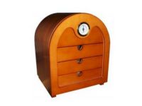 Humidor szekrény 80 szivar részére, félköríves, világosbarna, szivartartó, külső hygrometer, üveg ajtó