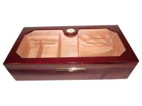 Gasztrohumidor - nagy méretű cédrusfa szivar doboz, üvegtető, hygrométerrel és párásítóval - bordó, Angelo