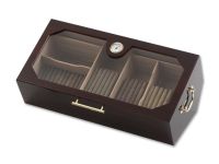 Gasztrohumidor - nagy méretű cédrusfa szivartartó, üvegtető, hygrométerrel és párásítóval - bordó