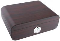 Humidor 50 szál szivar részére, cédrusfa szivar tároló doboz, párásítóval, külső hygrométerrel, barna, ovál - Angelo