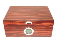 Exkluzív-Luxus humidor 50 szál szivar részére, cédrusfa szivar doboz, DIGITÁLIS hygrométerrel - barna-csíkos, Angelo